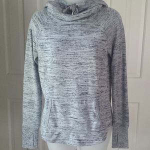 Athleta Kickin' It gray Heather Cowlneck hoodie Womens sz xxs